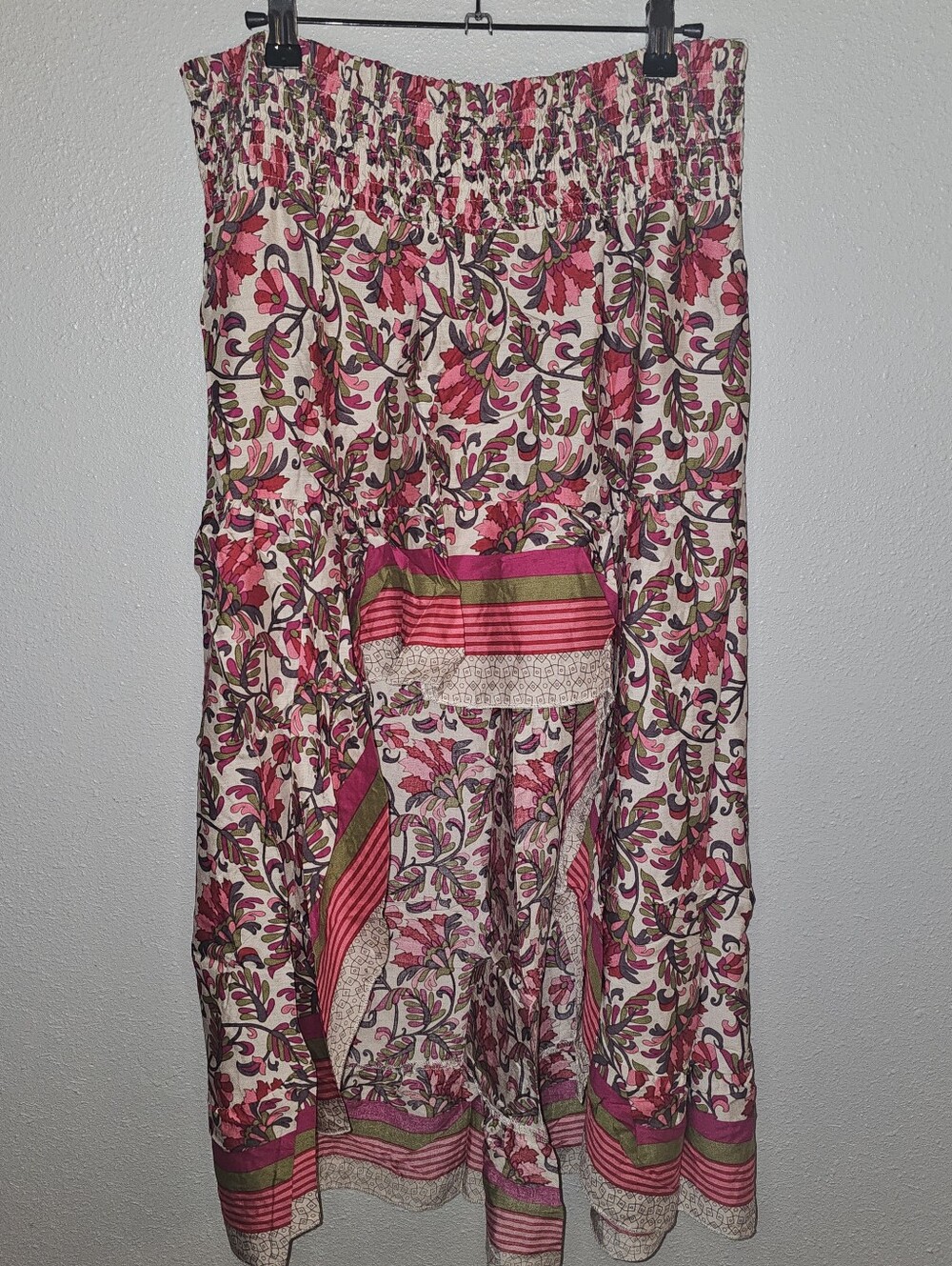 NWOT-Floral Pink & Green Maxi Skirt